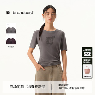 播商场同款 T恤女26春季 新款 正肩上衣BDT1YD2908 小马印花圆领短袖