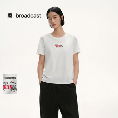 播商场同款Lisa Larson联名休闲宽松短袖T恤女25夏新款BDS2YD2503