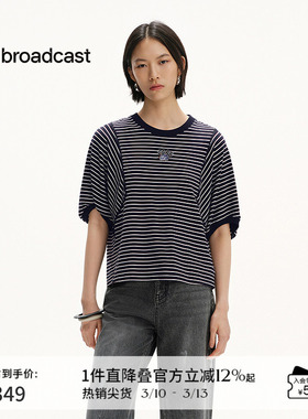 播商场同款航海条纹短袖T恤女春夏美式宽松上衣BDS2YD2538