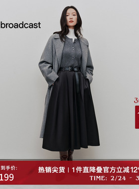 播商场同款倪妮同款慵懒韩系中长款24冬新羊毛呢外套女BDR4AD3727