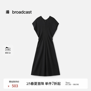 无袖 播商场同款 新款 V领收腰短袖 小黑裙BDS8LD5030 连衣裙女25秋季