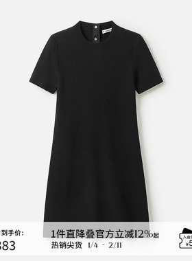 播商场同款黑色收腰连衣裙女24秋冬新内搭圆领裙子BDR9LD4217