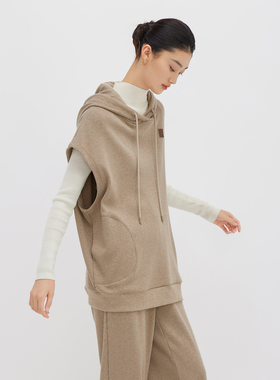 播连帽无袖卫衣女商场同款休闲宽松小个子时髦叠穿外套BDQ4VD0884