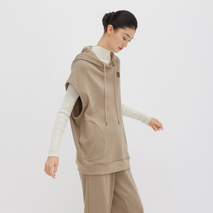 播连帽无袖 休闲宽松小个子时髦叠穿外套BDQ4VD0884 卫衣女商场同款