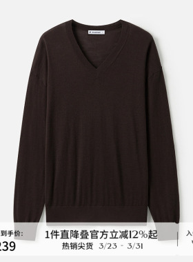 【100%羊毛】播商场同款休闲V领法式24秋冬针织毛衣女BDR9SD4202