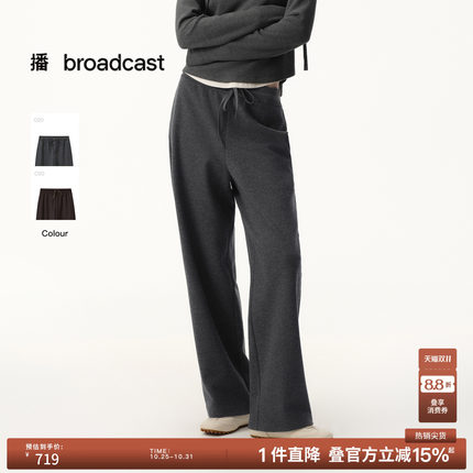 【羊毛】播秋冬基础通勤风直筒休闲裤宽松长裤BDS4KD3009