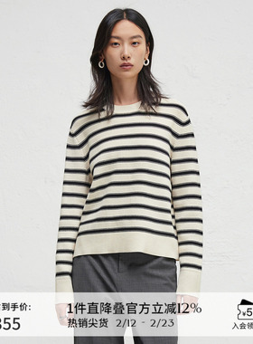 播商场同款条纹圆领正肩针织衫女24秋慵懒薄款毛衣BDR3SD3325