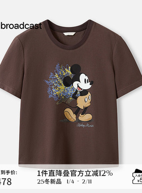 播商场同款迪士尼米奇系列慵懒短袖T恤女25早秋新款BDS3YD3031