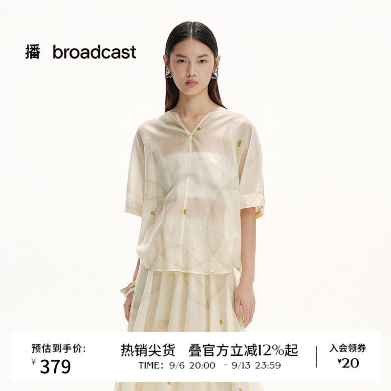 播夏季莱赛尔短袖衬衫女印花气质小衫BDS2HD2003图片