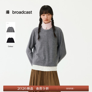 【商场同款】播26冬新品假两件圆领卫衣女休闲宽松上衣BDT4VD4153