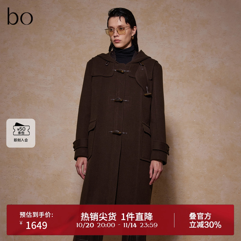 袖口牛角扣装饰，bo光泽感金属拉链