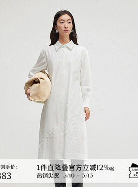 播商场同款立体绣花淡人连衣裙女春夏气质衬衫裙BDR3LD1976