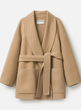 播气质翻领羊毛呢外套女2024冬季新款通勤双面呢子大衣DDR4AD5197