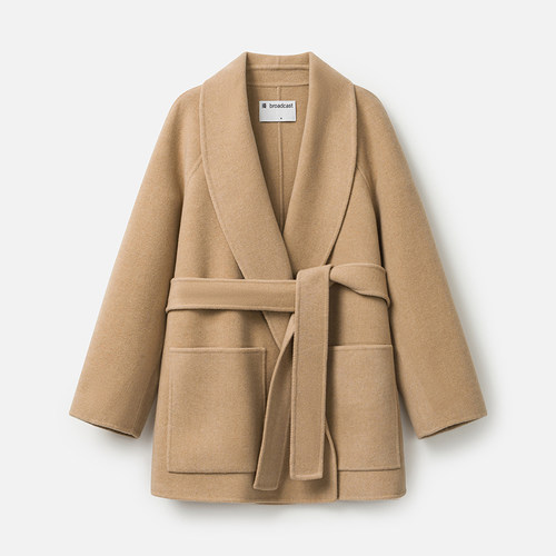 播气质翻领羊毛呢外套女2024冬季新款通勤双面呢子大衣DDR4AD5197