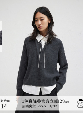 播商场同款假两件拼接衬衫女24冬季新款慵懒风气质上衣BDR4HD3425