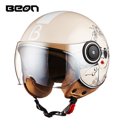 BEON摩托车头盔复古个性酷男女电动车半盔半覆式夏季跑盔轻便四季
