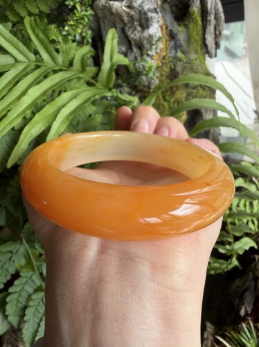 杨玉家云南天然黄龙玉黄草花冰橙黄宽版59圈口手镯送妈妈证书礼品