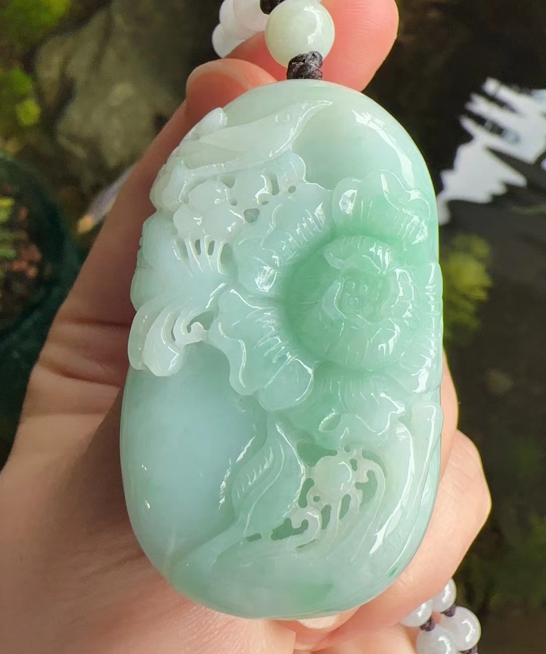 杨玉家缅甸天然翡翠花鸟挂件吊坠