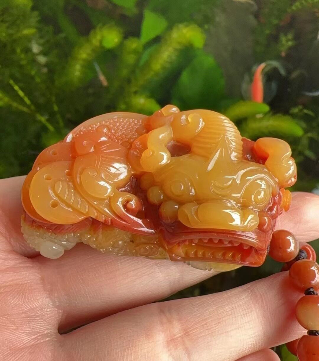 杨玉家云南天然黄龙玉红黄冰润老料精雕霸王貔貅挂件证书送礼新款