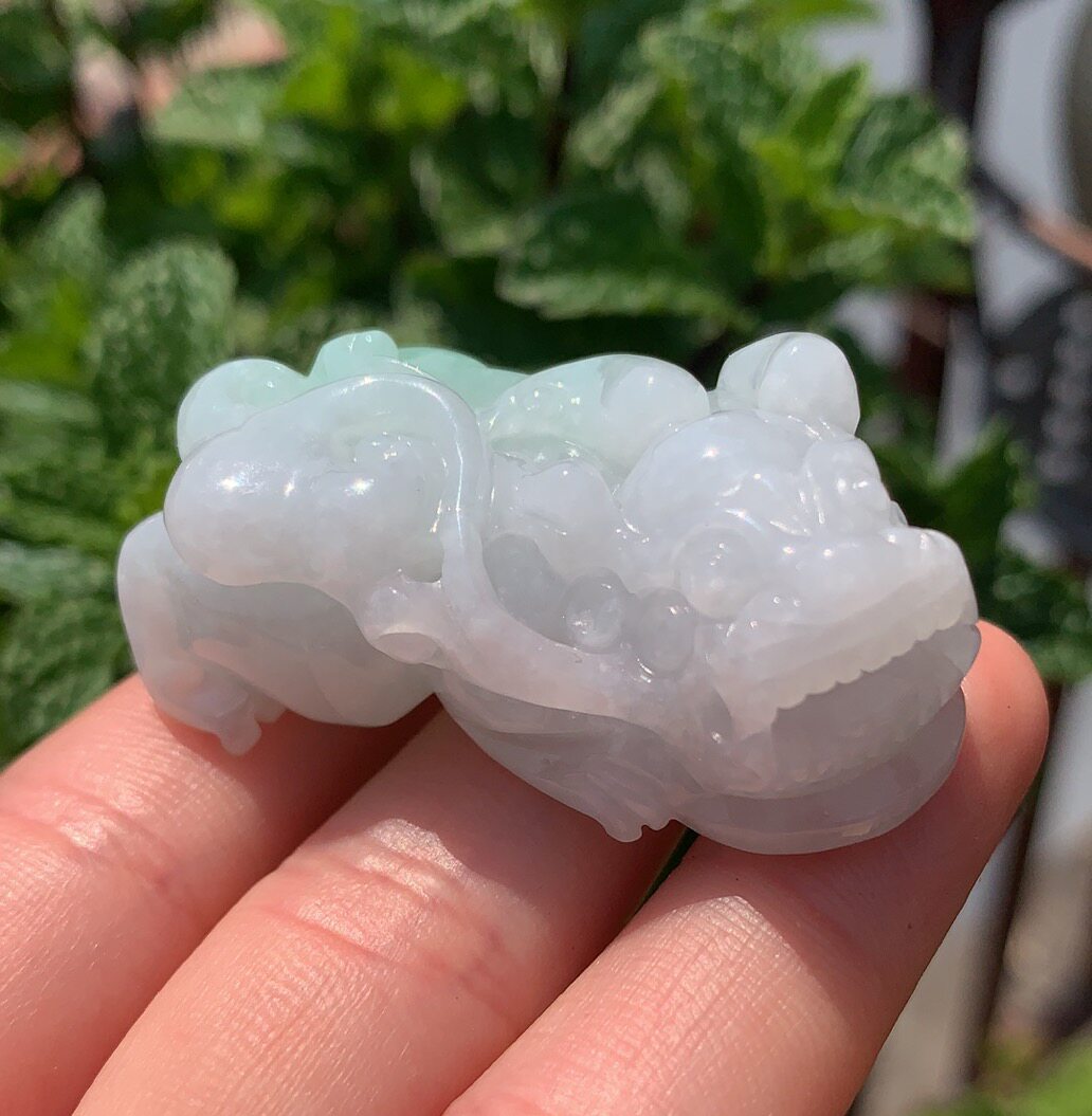 杨玉家天然缅甸a货翡翠糯种老坑果绿如意貔貅大挂件证书包邮新款