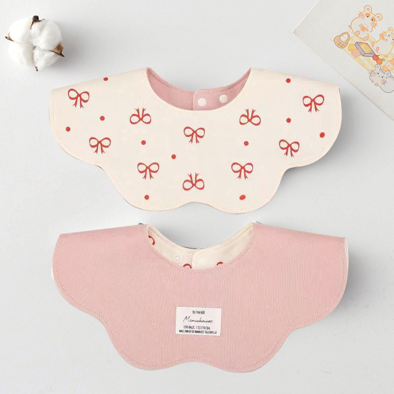 ins韩国宝宝口水巾纯棉婴儿高颜值可旋转双面带儿童花瓣围嘴围兜