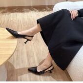 漆皮单鞋 2026早春夏季 子 女方头细猫跟包头鞋 气质法式 新款 高跟凉鞋