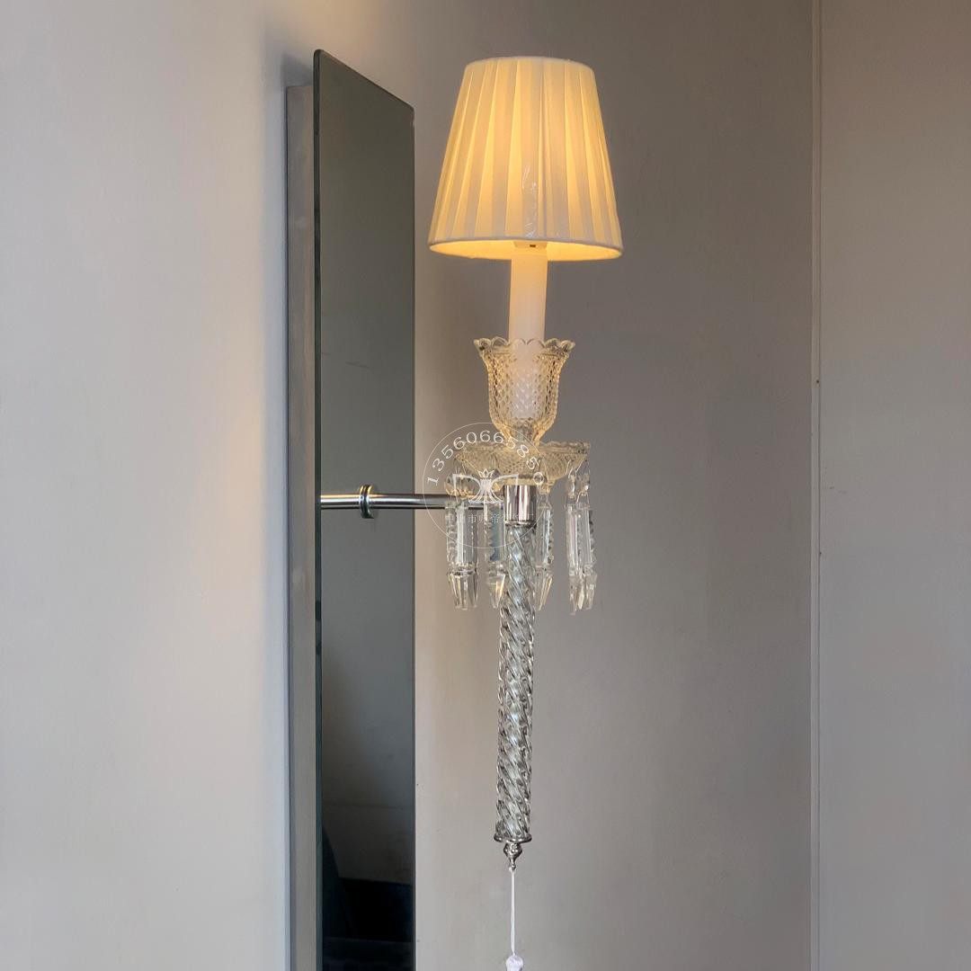 新品法式巴卡拉水晶玻璃壁灯卧室化妆间床头镜子灯布艺装饰灯bt01