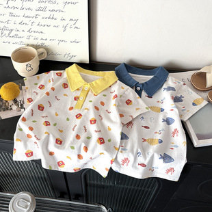 新款 儿童短袖衫纯棉男童夏装女童单件宝宝T恤婴儿衣服夏季POLO衫