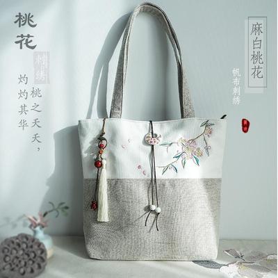 古风刺绣文艺森系大容量帆布女包