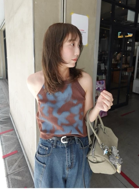 kas2025秋季 扎染高级配色坑条针织背心