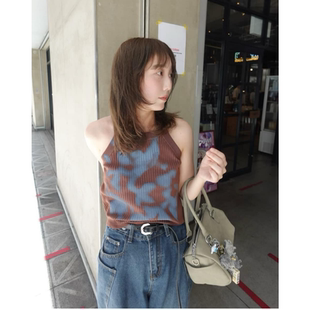 kas2025秋季 扎染高级配色坑条针织背心