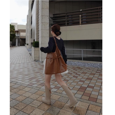 kas2025秋冬 亮面质感大容量通勤百搭单肩包