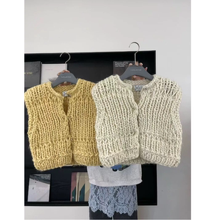 韩!2025冬季 粗棒针减龄百搭短款马夹/马甲