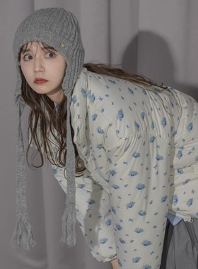 idem2024冬季 减龄流苏边针织坑条护耳法帽 雷锋帽