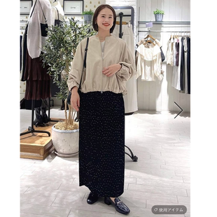 AP2026早春 风琴褶皱高弹力豹纹 水玉点直筒半身裙