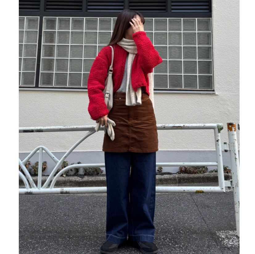 CP2025冬季 合作款 可爱减龄一粒扣圆领粗棒针毛线开衫