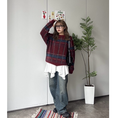 CPCM2025冬季 温暖复古苏格兰格纹配色男女同款毛衣