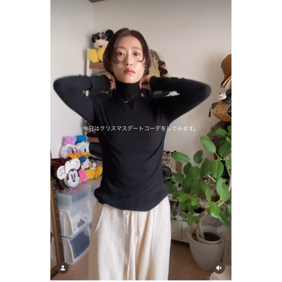 纯正！2025冬季 敲柔软亲肤细螺纹木耳边高领打底衫