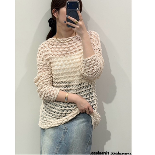 精致混色钩花镂空氛围感针织衫 F2026春夏