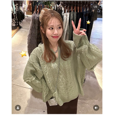 2025秋冬 人气款流苏毛边复古拼接绞花切口领针织毛衣