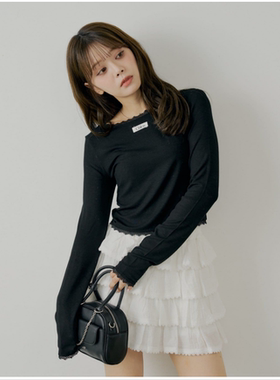 chico2025秋冬 前后两面穿甜美蕾丝花边打底小衫