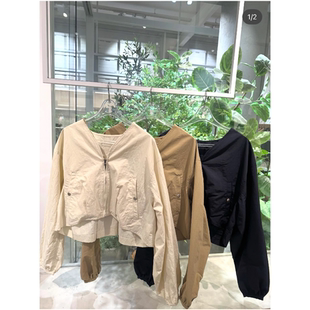 kas2026春季 夹克外套 V领轻防水尼龙休闲短款