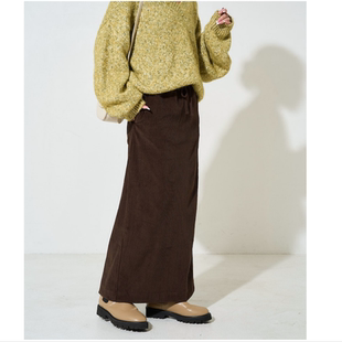 FS2025秋冬 型系腰带半身长裙QC 坑条纹直筒版