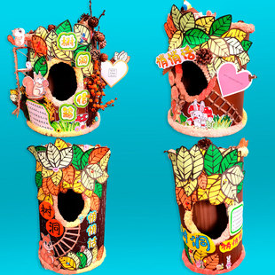 纸箱树洞信箱 心事树洞 悄悄话树洞 儿童亲子手工DIY 变废为宝