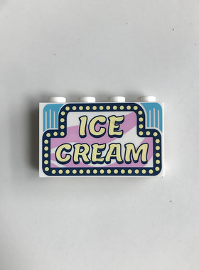 全新LEGO乐高零件 14718pb020 1x4x2 墙壁板 冰激凌 6262701 白色