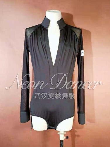 NeonDancer 武汉霓裳舞服 男士拉丁舞艺考服 立领长袖比赛上衣