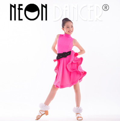 NEON DANCER 少儿专业女拉丁舞比赛服 儿童规定服 连衣大摆裙