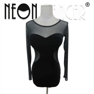 拉丁舞表演练习服 连体上衣 进口丝绒面料+氨纶网