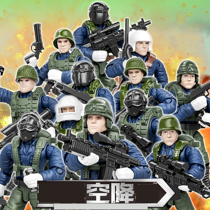 翔竣XJ1059软胶拼装关节特种兵人仔益智军事吃鸡模型空兵特警玩具图片