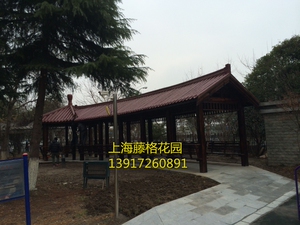 新农村文化长廊防腐木凉亭仿古花园庭院长廊琉璃瓦青瓦凉亭廊坊